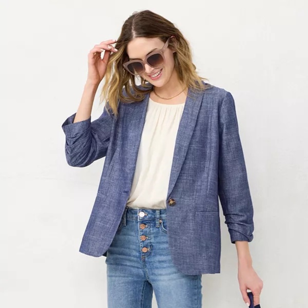 LC Lauren Conrad Linen-Blend Blazer Size L